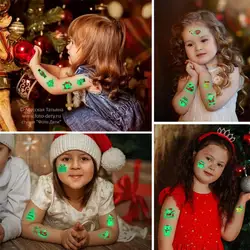 10Pcs Christmas Luminous Tattoo Kids Fake Tattoo Glowing In Dark Waterproof Temporary Tattoo Stickers Christmas Party