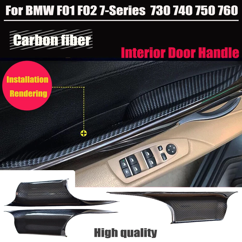 

Interior Door Handle ABS Plastic Panel Pull Trim Frame Cover Carbon fiber For BMW f01 f02 7 Series 730 740 750 Car Styling