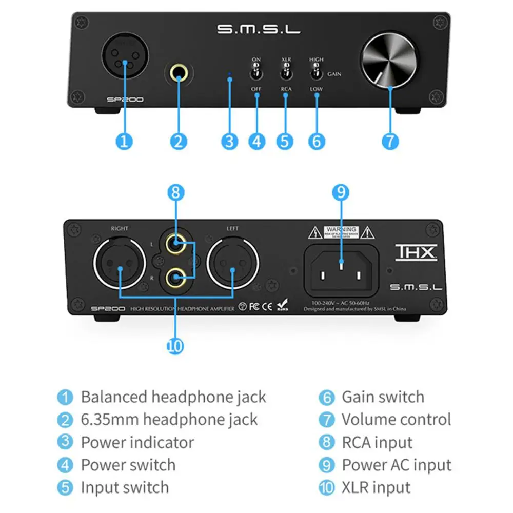 SMSL SP200 Balanced Headphone Amplifier THX AAA