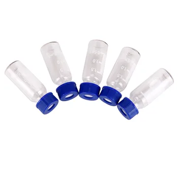 

5 Pc Transparent Plastic Lid Graduated Round Glass Reagent Bottle Blue Screw Cap Screw On Cover Graduation Sample Vials