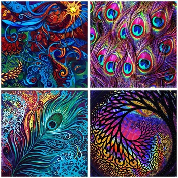 

HUACAN Diamond Painting New Peacock Feather Rhinestones 5D DIY Diamond Embroidery Cross Stitch Mosaic Sale Handmade Gift
