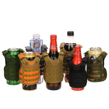 

Tactical Beer Bottle Beer Vest Cover Military Mini Miniature Molle Vest Personal Bottle Drink Set Adjustable Shoulder Straps