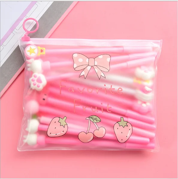 Creative 20Pcs/Set Lovely Girl Pink Cartoon Gel Pen Combination Suit Netural Black 0.5mm Signature Pen 100pcs/Lot/5Sets GP567
