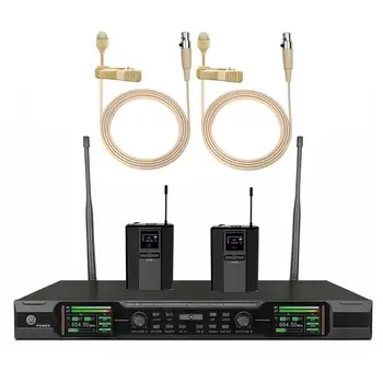 

Wireless Clip Microphone UHF True Diversity Microphone 2 Cordless Lavalier mics