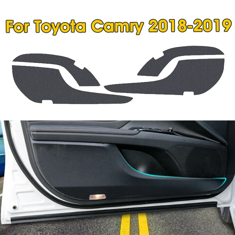 Углеродное волокно стиль двери анти Kick Pad защитные планки для Toyota Camry 18