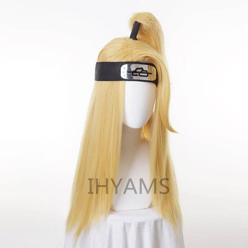 ladies halloween costumes Akactuki Cosplay wigs halloween Deidara cosplay wig for men Long Golden wigs synthetic Hair + headband + wig cap plus size costumes