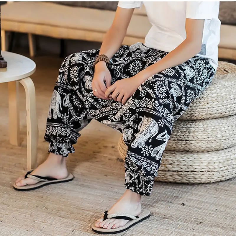 harem trousers Men Women Baggy Harem Pants Hip hop Joggers Causal Loose Trousers Aladdin Crotch Wide Leg Cotton Linen Pants Pantalones Hombre hippy pants