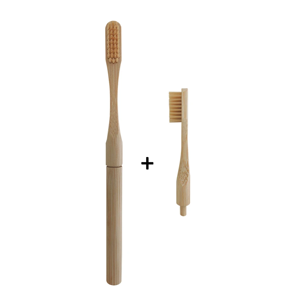 

Bamboo Toothbrush with Plug-in Replacement Brush Heads Change Head ToothBush Teeth Care Cleaning Brushes for Travel Living Bath