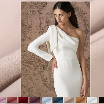 

140CM Wide 480G/M Weight Solid Color White Pink Black Polyester Fabric for Autumn and Spring Dress Coat Jacket DE1234