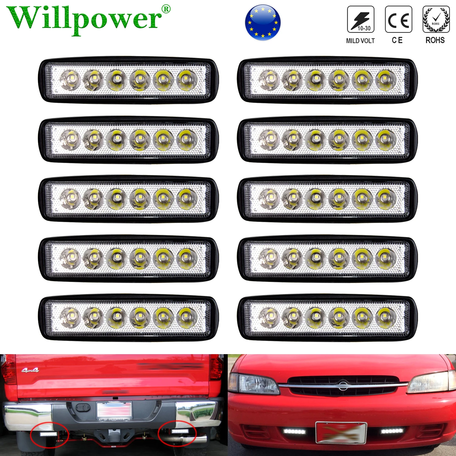 

10pcs 6" 18W Mini LED Work Light Bar For Off Road ATV UTV SUV Pickup 4X4WD Bumper Backup Pods Slim Spot LED Bar Driving Lamp