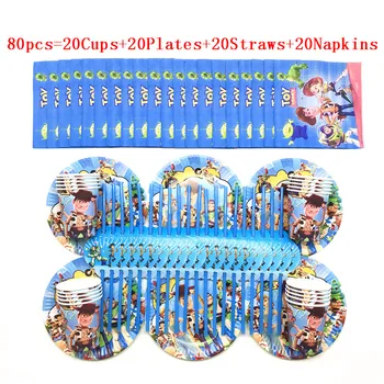 

Disney Cartoon Toy Story Theme Kids Birthday Party Decoration Sets Party Supplies cups plates straws Napkins party decoration