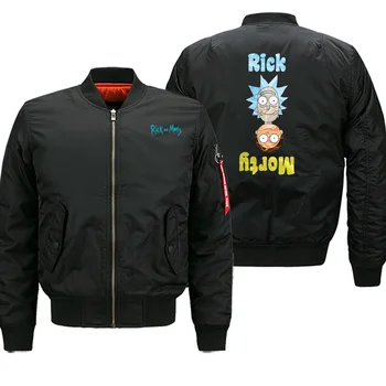 

2019 Hot Sale Autumn Winter Jackets Men Rick and Morty Cartoon Streetwear Military Fashion Hip Hop Motorcycle Fashion Jackets