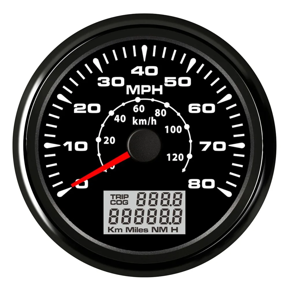 85 мм водонепроницаемый автомобиль мотоцикл Лодка gps Спидометр Одометр 0-80MPH 0-120 км/ч ATV UTV, черный