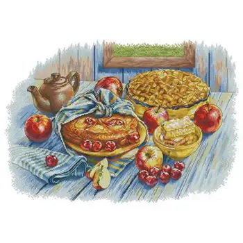 

Apple Cherry Pie patterns Counted Cross Stitch 11CT 14CT 18CT DIY wholesale Chinese Cross Stitch Kits Embroidery Needlework Sets