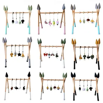 1Set Nordic Style Baby Gym Play Nursery Sensory Ring-pull Toy Wooden Frame Infant Room Toddler Clothes Rack Gift Kids Room Decor 5