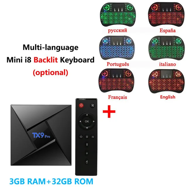 ТВ-приставка TX9 Pro Amlogic S912 Android 7,1 2/3GB 16/32GB Octa Core 2,4G/5G WiFi Bluetooth 4,1 100M 4K HD медиаплеер телеприставка - Цвет: 3G32G I8 keyboard