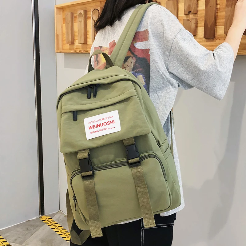 Большой Вместительный водонепроницаемый нейлоновый рюкзак с модной пряжкой, дизайнерская женская сумка через плечо, повседневная школьная сумка для девочки-подростка, рюкзак Mochila