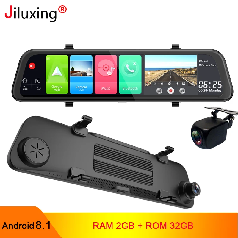 Jiluxing 12\ 4G Car DVR Android 8.1 RAM 2G+ROM 32G GPS Navigation dash cam mirror camera ADAS video recorder WIFI Bluetooth
