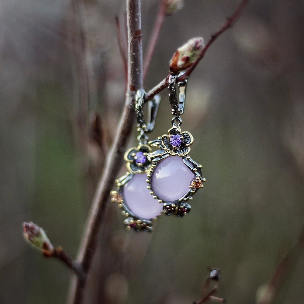 Pink stone earrings (6)