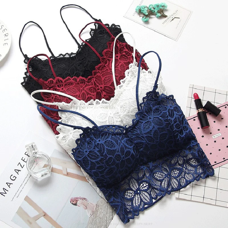 

SAFENH Women Push Up Wireless Lace Bra Top Women Free Size Bralette Underwear Lingerie Full Cup