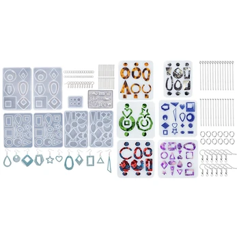 

3 Pairs Earring Resin Molds with 2Pcs Stud Earring Jewelry Epoxy Resin Silicone Molds & 6 Pack Earring Epoxy Resin Molds
