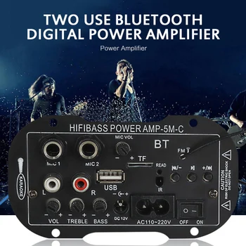 

20W 5 Inch 12V 220V Two-Purpose 4110B-369 Dual MIC With BT Car Digital Amplifier Mono Bluetooth Function Car Accessories