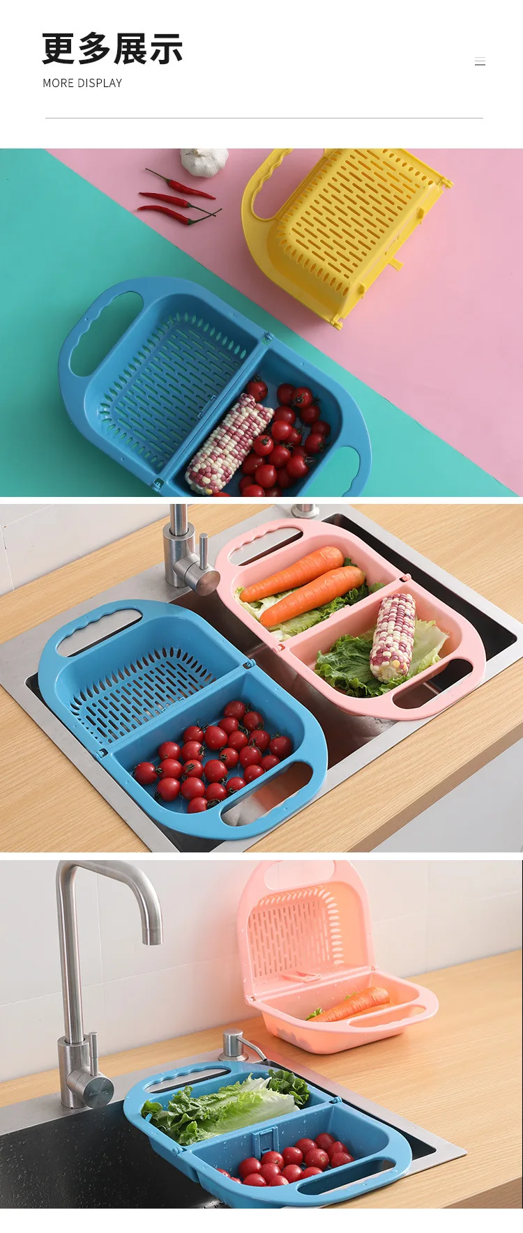 Kitchen Folding Drain Basket Plastic Vegetable Washing Basin Household Washing Storage Fruit Basket Strainers Kitchen Tool Kitchen Folding Drain Basket Plastic Vegetable Washing Basin Household Washing Storage Fruit Basket Strainers Kitchen Tool