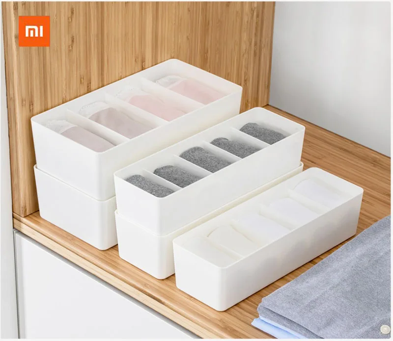 

2sizes Original Xiaomi Compartment Storage Box Socks space-efficient Storage Box Underwear Office Supplies Cosmetics Box