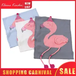 Детские одеяла для новорожденных, мягкие теплые вязаные пеленки с изображением фламинго и животных, детские постельные принадлежности для