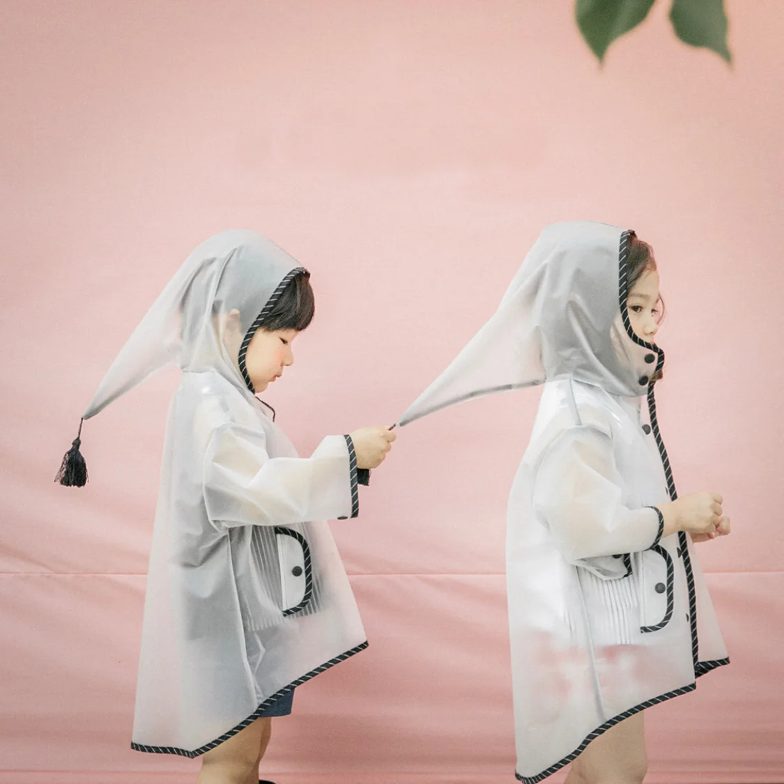 

Children's cap fringed transparent raincoat 15 silk EVA raincoat pointed cap