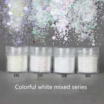 

1Jar Nail Glitter Multicoloured Transparent White Mix Hexagon Sequins Untrafine Powder Charm Polish Flakes Decor Manicure