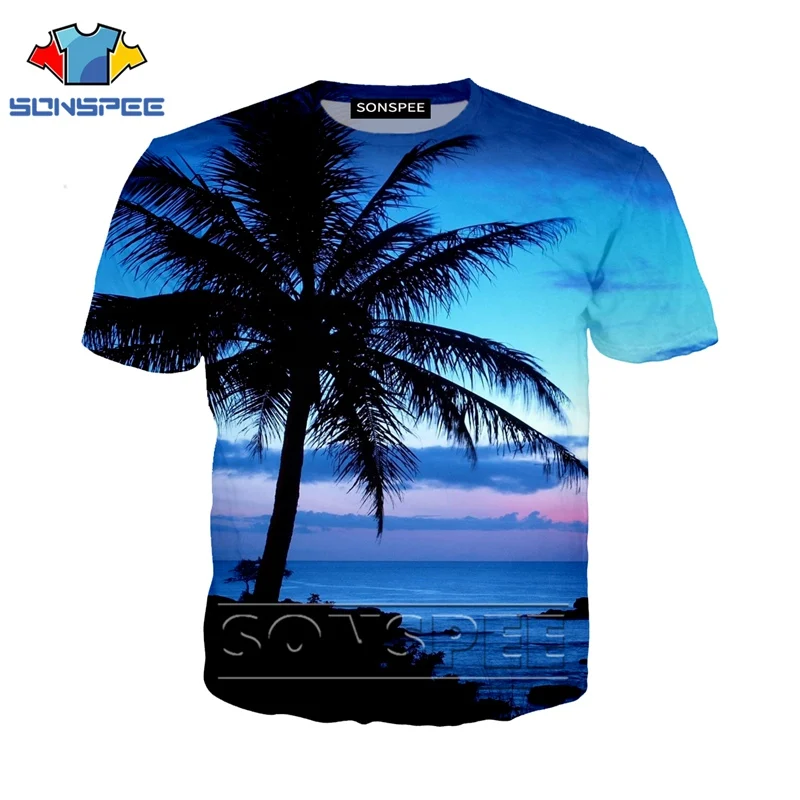 Забавная футболка с 3d принтом Аниме Мужская модная футболка в стиле хип-хоп с пальмой Детская Футболка Harajuku для пляжа Забавные футболки homme футболка A26 - Цвет: 07