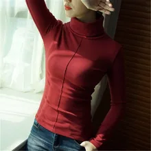 Модные зимние рубашки, Женская водолазка с длинным рукавом, облегающие топы, Женские повседневные эластичные Джемперы, Базовая футболка, футболка размера плюс, 3XL, DS5093