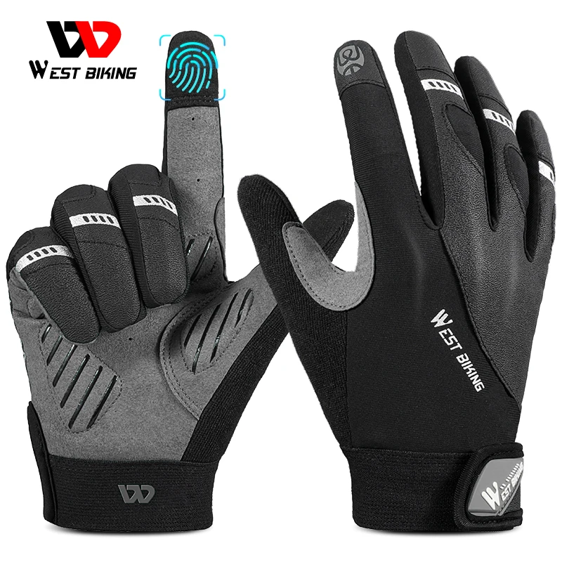 

WEST BIKING Bike Glove Full Finger Cycling Gloves Men Women Shockproof Road Mountain Bicycle MTB Biking Motorcycle Gloves