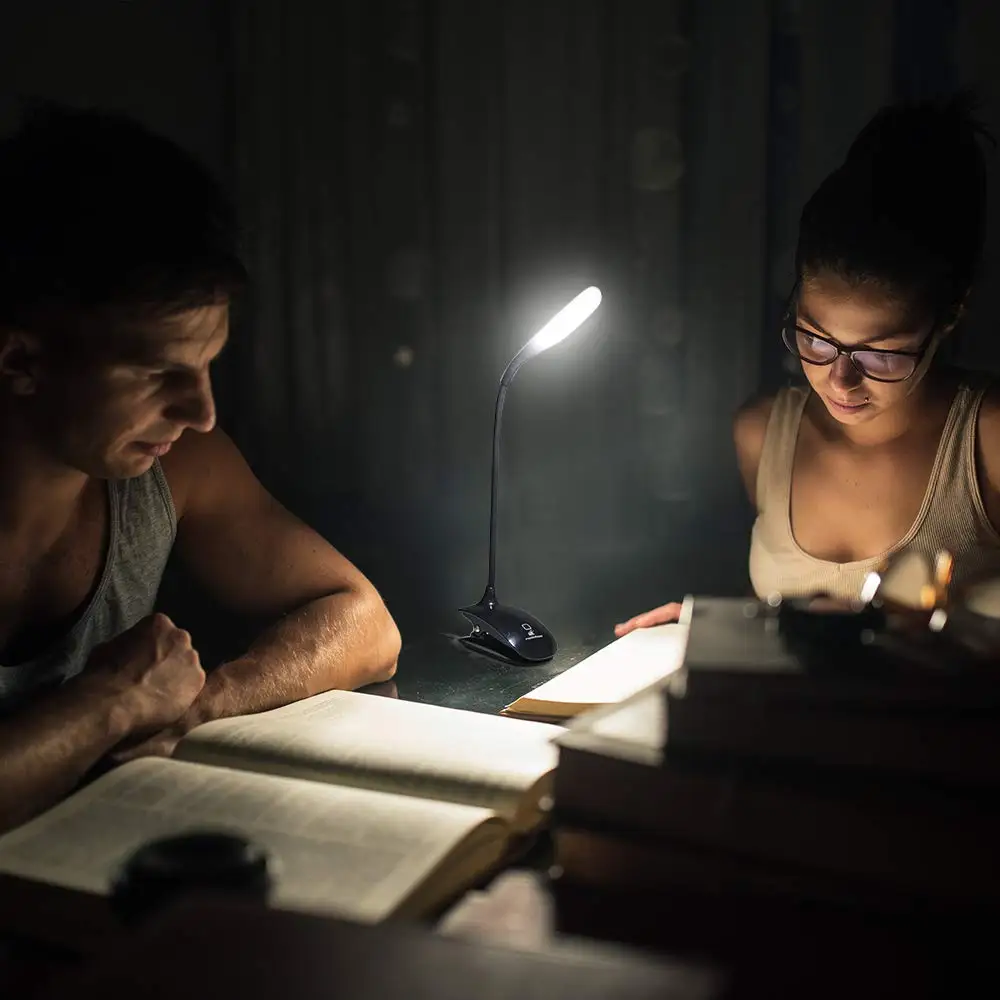 Rechargeable 15 LED Book Lights Warm White/Cool White/Natural White Dimmable Clip On Reading Lamp for Books, Shelves, JK005