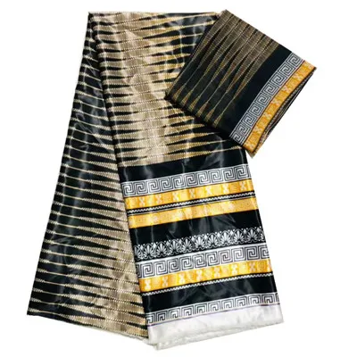 ИМИТИРОВАННАЯ шелковая ткань Золотой Африканский принт ткань нигерийская Анкара принт африканская ткань для вечернего платья Новинка - Цвет: CS850628s3