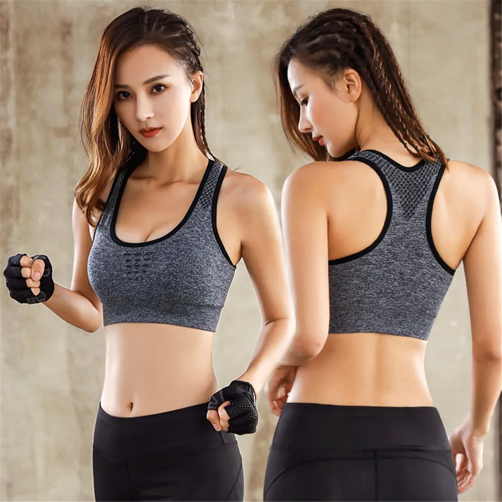

Top Athletic Running Sports Bra Yoga Brassiere Workout Gym Fitness Women Seamless High Impact Padded Underwear Vest Tanks