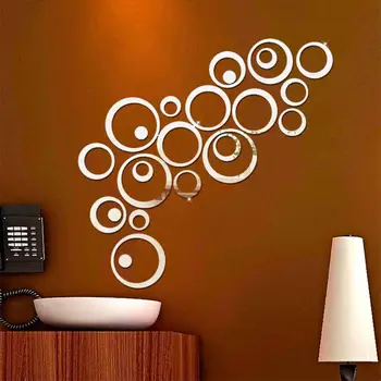 

24pcs/set 3D DIY Circles Wall Sticker Home Decoration Mirror Wall Stickers for TV Background Home Decor Acrylic Decor Wall Art