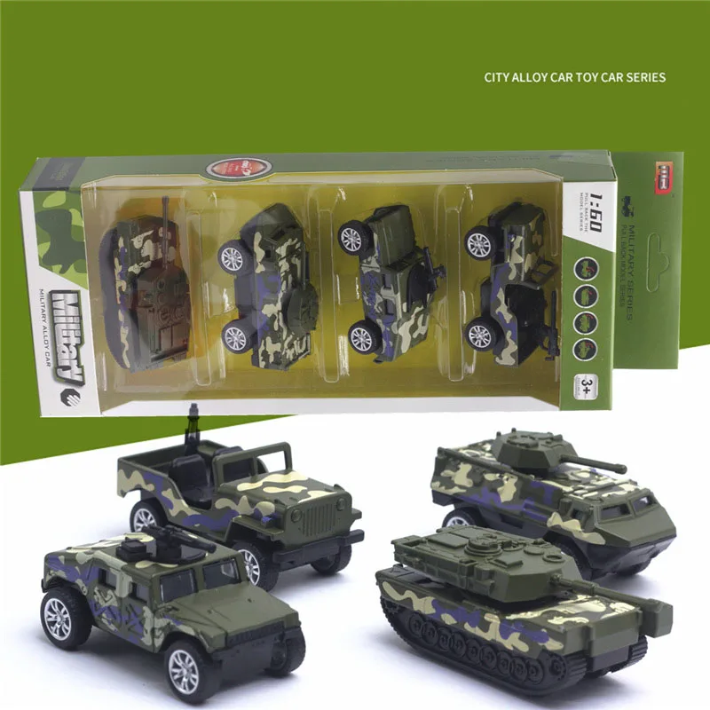 Camouflage Military 4 шт./компл. 1: 60 сплава модели автомобилей комплект Вытяните назад детские игрушки имитация военные пожарная машина инженерных экскаватор игрушки для детей автомобиля - Цвет: Camouflage Military