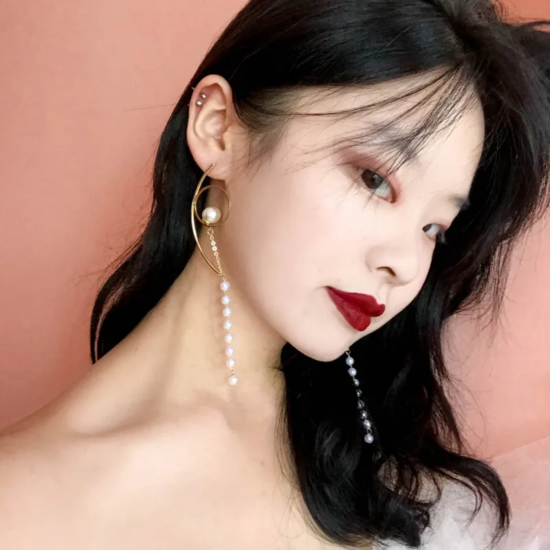 

WKOUD EAM 2019 New Woman Brief Temperament Imitation Pearl Metal Earrings Fashion Female Jewelry Accessories Party Gift 6#JY650