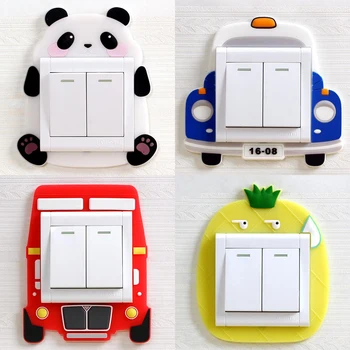 

Lovely 3D Switch Protection Cover Cars Animal Bears Design Luminous Switch Sticker Creative Living Room Bedroom Lamp Home Decor