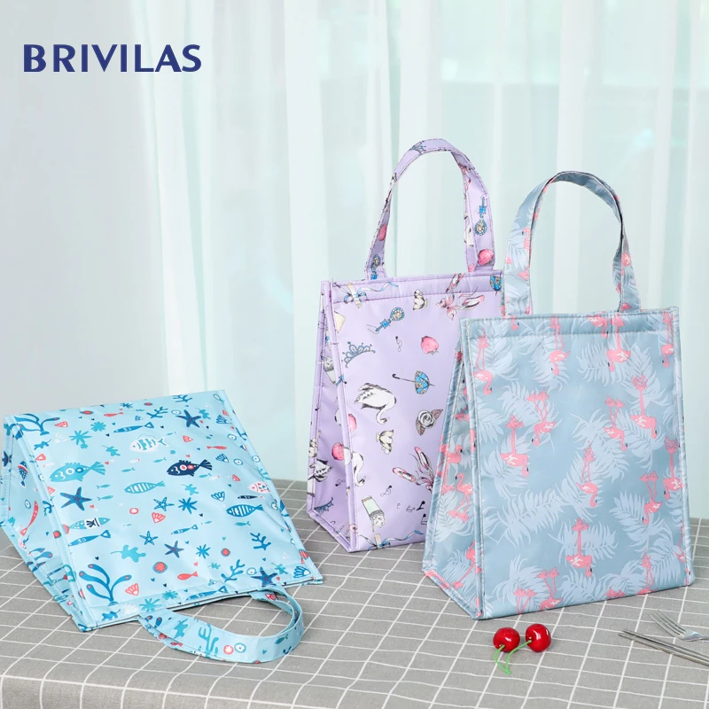 

Brivilas thicken lunch bag for women cooler hand Animal flamingo thermal box breakfast box portable picnic bags High capacity