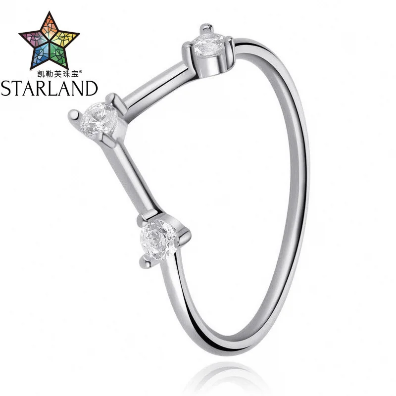 Starland, новинка, OL стиль, 925 пробы, серебро, с CZ, v-образная форма, кольца для женщин, для девушек, для помолвки, вечерние, модное кольцо, хорошее ювелирное изделие, подарок - Цвет основного камня: Silver