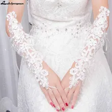 Lakshmigown Длинные Дешевые Свадебные перчатки кружевные аппликации без пальцев белые перчатки для невесты аксессуары для свадьбы свадебные перчатки