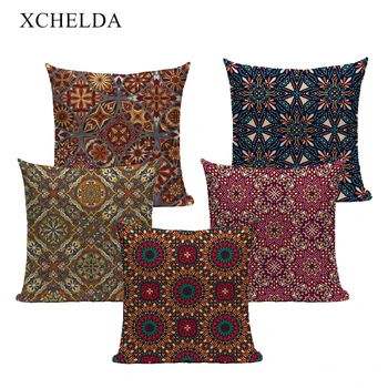 

Pillow Case Boho Pillowcase Mandala Moroccan Decorative 45*45 40*40 for Bedroom Brown Bohemian fur Linen Cushion Cover