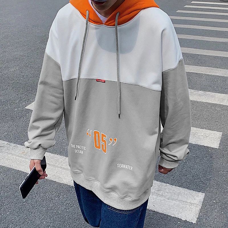 

2019 Autumn And Winter Men's New Casual Hit Color Letter Printing Hooded Loose Temperament Trend Cotton Hoodies Harajuku