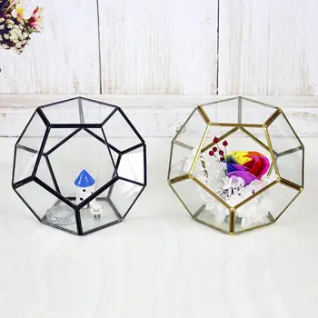 

Jewelry Box Dodecahedral Football Clear Glass Eternal Flower Room Gift Box Wedding Decoration Necklace Earrings Jewelry Storage