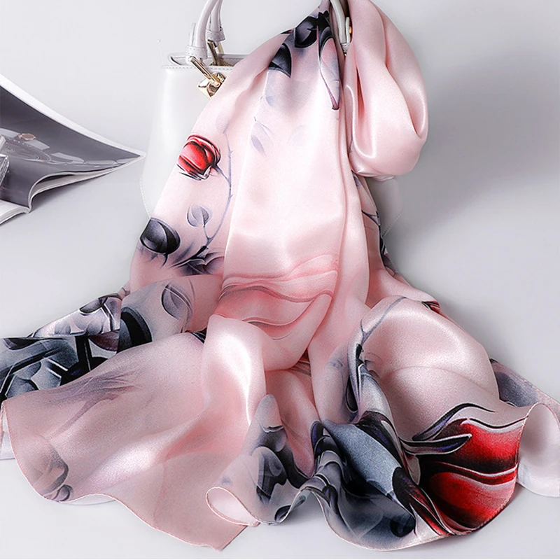 

100% silk scarf women's scarves sunscreen beach towel printed air conditioning Cape to give mom scarf