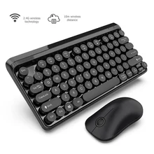 4G Wireless Keyboard Mouse Combo Set 77 Round KeyCap Keyboard Wireless Transmission Rechargeable Optical Mouse For PC Computer e 3lue k825 2 4g wireless keyboard mouse kit black