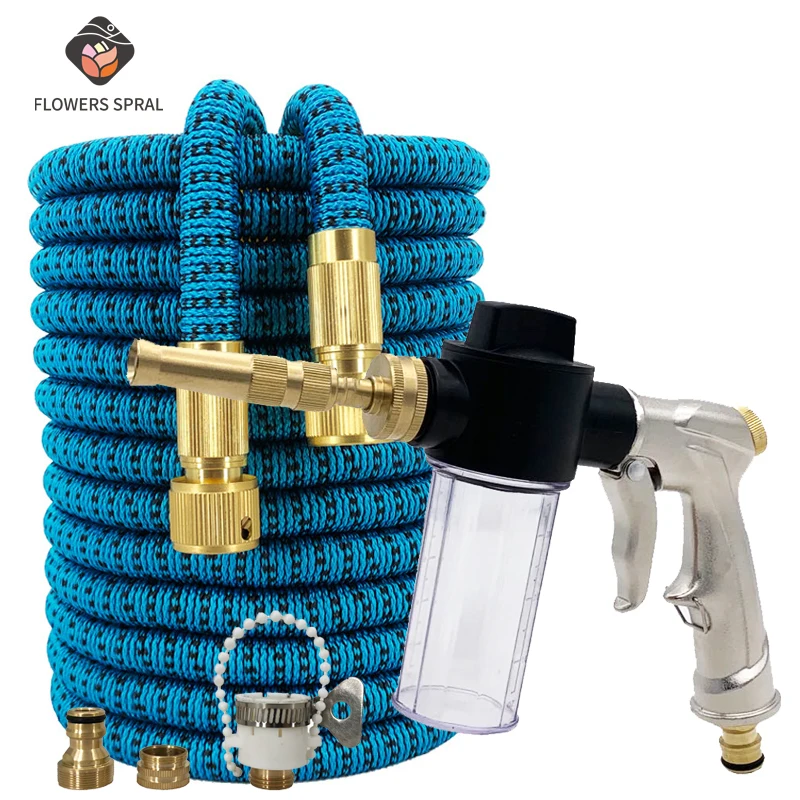

16FT-150FT Expandable Garden Hose with Water Gun Adjustable Nozzle Flexible Pipe Hose High Pressure Sprinkler Foam For Car Wash